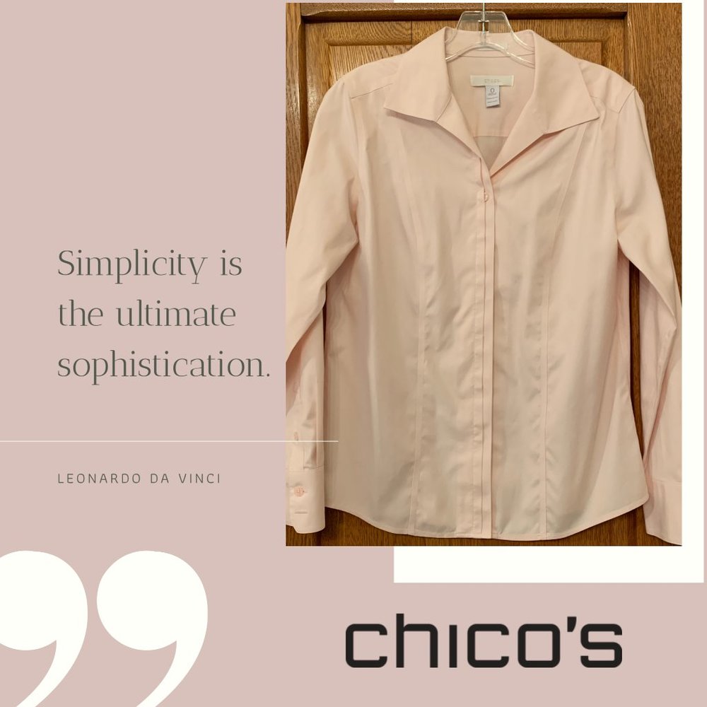 Chico's No Iron Oxford Shirt Light Pink